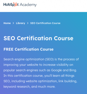 Learn SEO with HubSpot's free course
